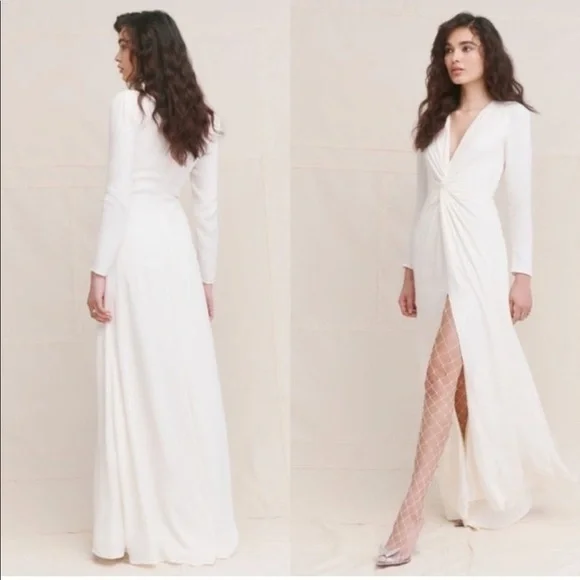 Reformation Gatsby Dress Ivory Knotted Slit Bridal New With Tags!